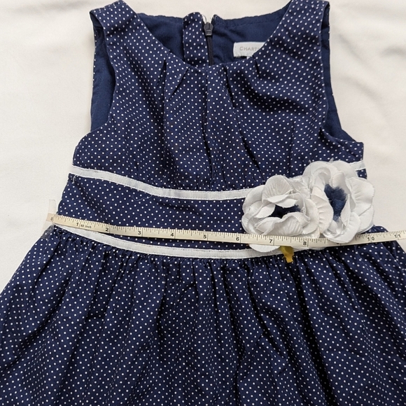 Navy Blue Polka Dot 2T Toddler Dress Sleeveless Birthday Wedding Charter Club - Picture 2 of 7